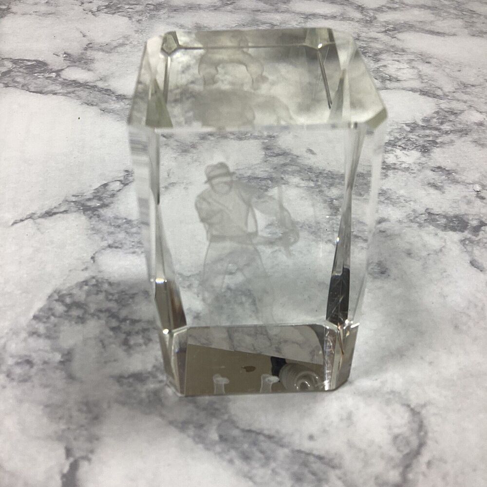Laser Etched 3D Fisherman Glass Paperweight